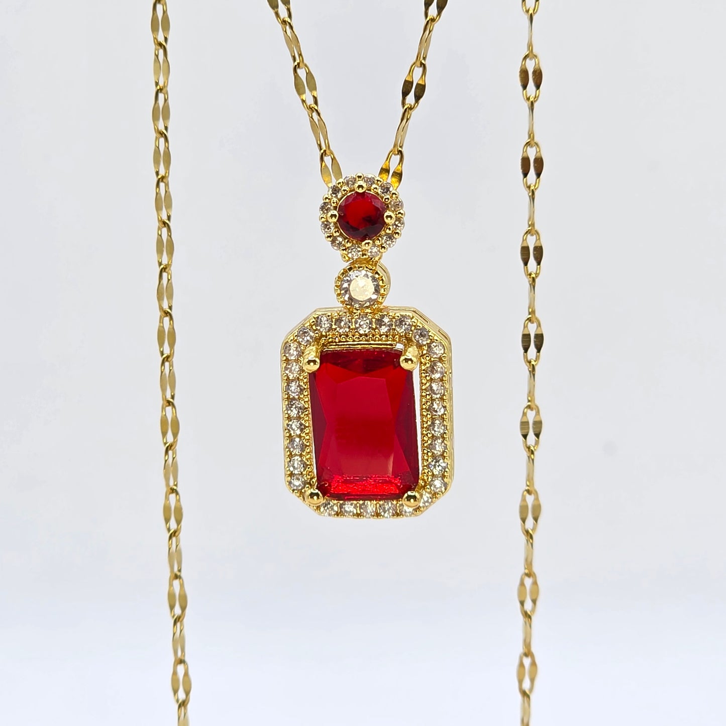 Rectangular Ruby Necklace